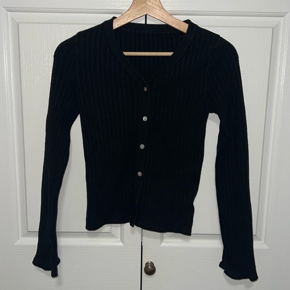 Black Ribbed Sweater/Cardigan - Picture 1 of 2